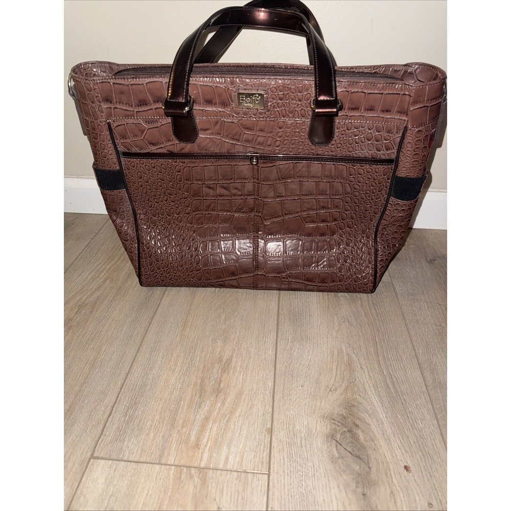 Beautiful Rare Beijo‎ Handbag Tote Bag Purse Faux Crocodile Brown Computer Case